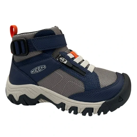KEEN Boys Targhee Adaptive Slip-on Hiking Shoes Size 11 Navy Blue Grey Orange - Picture 4 of 14